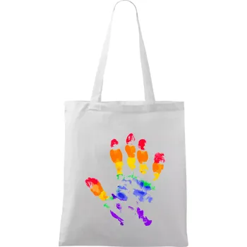 Nákupní taška LGBT hand print - Taška bavlněná - 42 x 38 cm ( Bílá )
