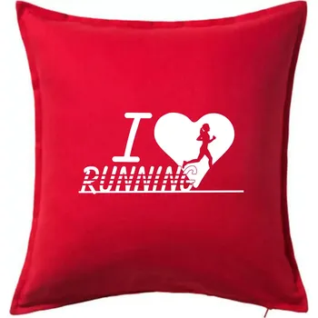 Polštář I love running holka - Polštář 50x50 - 50x50 - Včetně výplně ( Červená )