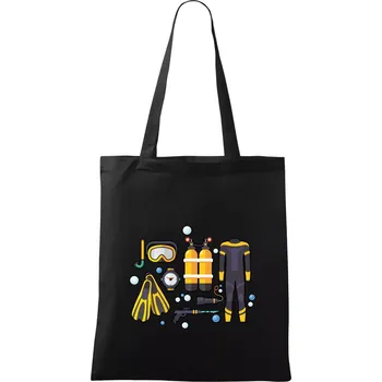 Nákupní taška Potápěčská výzbroj - Taška bavlněná - 42 x 38 cm ( Černá )