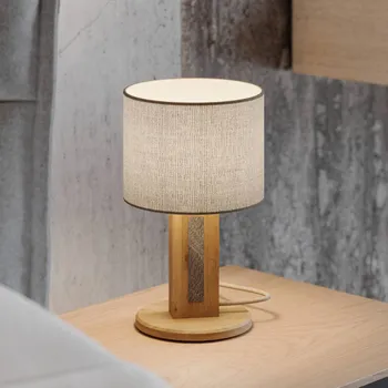 Lampička Elobra Stolní lampa Chile S, dub/granit, látka, dřevo, výška 30 cm přírodní dub, přírodní len, žula 1 x 40 W - Doprava zdarma