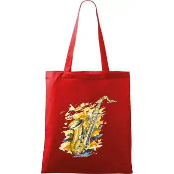 Nákupní taška Saxofon malovaný - Taška bavlněná - 42 x 38 cm ( Červená )