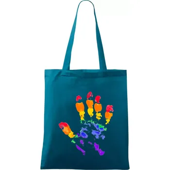 LGBT hand print - Taška bavlněná - 42 x 38 cm ( Petrolejová )
