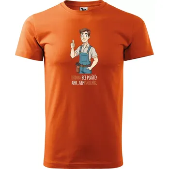 Pánské tričko Sablio Tričko s potiskem Hrdina bez pláště? Ano, jsem školník - oranžové S