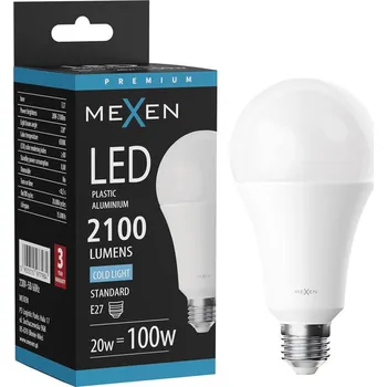 Žárovka Mexen Nova LED žárovka E27, A70, 20W, Studená - 6500K, 2100 lm - L100-E27-2065-01 Żarówki LED