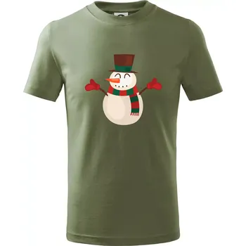Chlapecké tričko Vánoční sněhulák - Tričko dětské bavlněné - 98 cm / 2 roky ( Khaki )