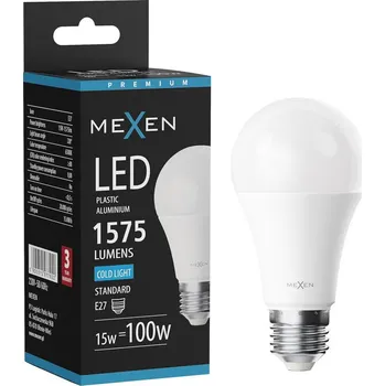 Žárovka Mexen Nova LED žárovka E27, A60, 15W, Studená - 6500K, 1575 lm - L100-E27-1565-01 Żarówki LED