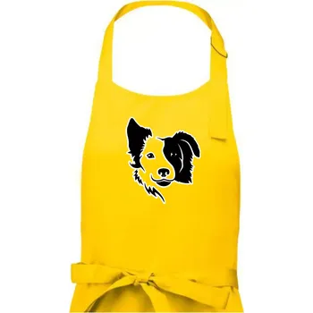 Kuchyňská zástěra Border kólie obrys hlavy - Pánská zástěra na vaření - Univerzální velikost ( Žlutá )