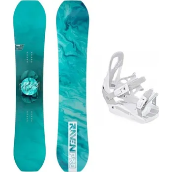Snowboarding Raven PRO Marble Carbon Mint dámský snowboard + Raven S230 White vázání 143 cm + vázání S/M (EU 37-42) + DÁREK + Doprava ZDARMA