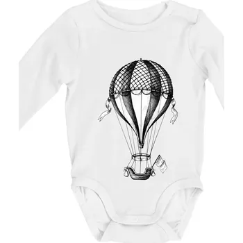 Kojenecké oblečení Horkovzdušný balón kreslený - Body kojenecké s dlouhým rukávem - Dlouhý r. do 3 měs ( Bílá )
