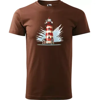 Pánské tričko Sablio Tričko s potiskem Maják - hnědé S
