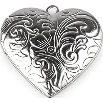 Náramek Madailonek rozevírací srdce zdobené Ø29 mm z nerezové oceli, malé, 3 platina jednostranný