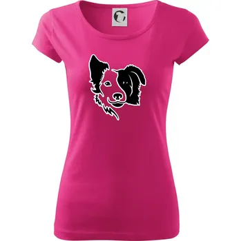 Dámské tričko Border kólie obrys hlavy - Dámské triko Pure - S ( Purpurová )