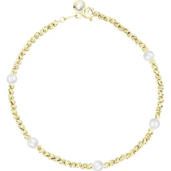 Náramek Zlatý náramek s perlami a zirkony - kuličky - AP543-4959
