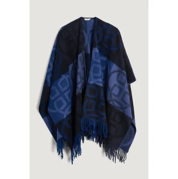 Dámský svetr PONČO GANT WOOL MONOGRAM PONCHO EVENING BLUE