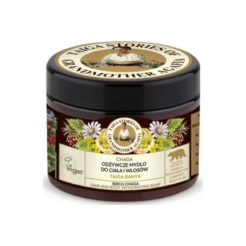 Mýdlo PŘÍBĚHY Z TAJGY BABIČKY AGÁTY: Povzbuzující mýdlo na tělo a vlasy „Březová čaga” 300ml K2901