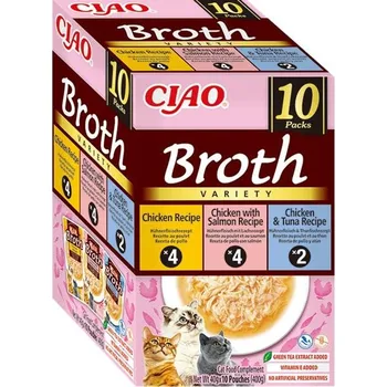 Krmivo pro kočku Inaba Cat Ciao Broth 10x40g Doplněk stravy Krmivo Vývar Mix Chutí