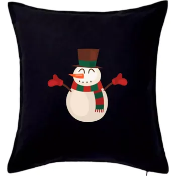 Polštář Vánoční sněhulák - Polštář 50x50 - 50x50 - Pouze potah ( Černá )