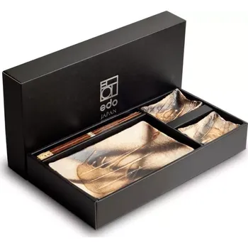 Sada nádobí EDO Japan Japonská Sushi souprava s hůlkami - porcelán - Mata v Dárkové krabici