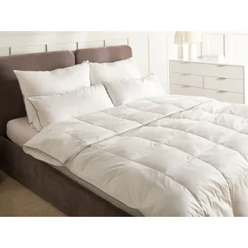 přikrývka Mírně hřejivá přikrývka bílá kachní peří a chmyří 200 x 200 cm 6 TOG luxusní přírodní výplň jaro léto Beliani