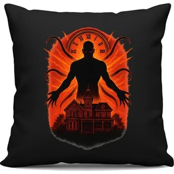 Žertovný předmět Dům Věčný – pro fanoušky seriálu Stranger Things - černý polštář s potiskem- Tričkový.cz