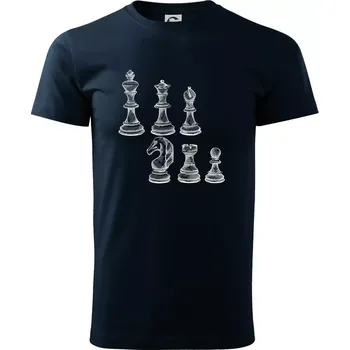Šachové figurky kreslené - Triko extra velké (5-8XL) - 8XL ( Námořní modrá (velmi tmavá - téměř černá) )