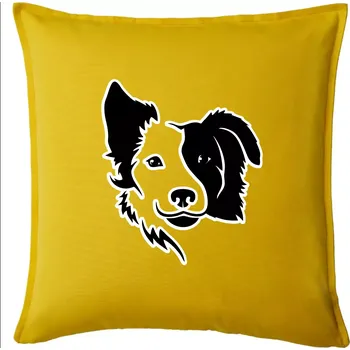 Polštář Border kólie obrys hlavy - Polštář 50x50 - 50x50 - Pouze potah ( Žlutá )