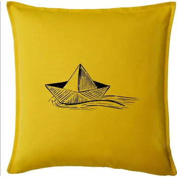 Polštář Letní romance - papírová loďka - Polštář 50x50 - 50x50 - Pouze potah ( Žlutá )