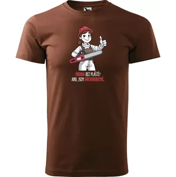 Pánské oblečení Sablio Tričko s potiskem Ano, jsem dřevorubkyně - hnědé S