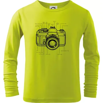 Chlapecké tričko Nákres starý fotoaparát - Triko dětské Long Sleeve - 158 cm/12 let ( Limetková )