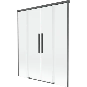 Vanová zástěna Mexen Rox sprchová zástěna 2dílná posuvná 140 x 150 cm, transparentní, gun gray kartáčovaný - 8C9-140-002-66-00 Vanové zástěny