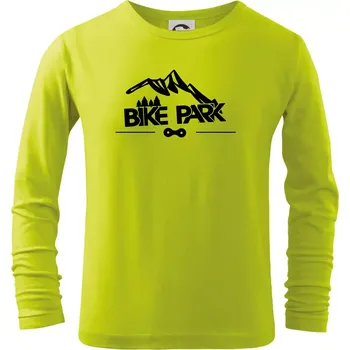 Dětská móda Bike park hory - Triko dětské Long Sleeve - 134 cm/8 let ( Limetková )