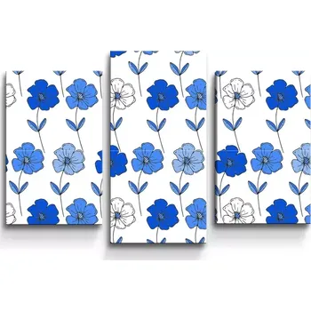 Obraz Sablio Obraz - 3-dílný Modré květiny - 75x50 cm