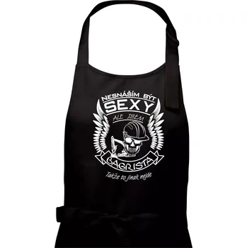 Kuchyňská zástěra Nesnáším být sexy - bagrista - Pánská zástěra na vaření - Univerzální velikost ( Černá )