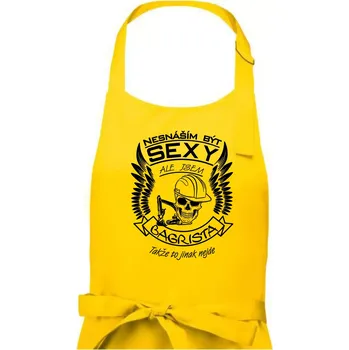 Kuchyňská zástěra Nesnáším být sexy - bagrista - Pánská zástěra na vaření - Univerzální velikost ( Žlutá )