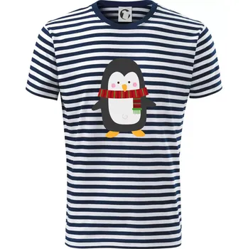 Pánské oblečení Tučňák se šálou - Triko na vodu - 2XL ( Prouhovaná )