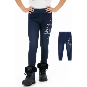 KUGO ZATEPLENÉ DÍVČÍ LEGÍNY/ DŽEGÍNY KK2325 VELIKOSTI 128-158 Velikost: 152, Barva: Modrá