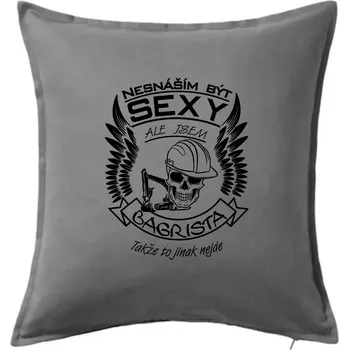 Polštář Nesnáším být sexy - bagrista - Polštář 50x50 - 50x50 - Pouze potah ( Tmavě šedý melír )