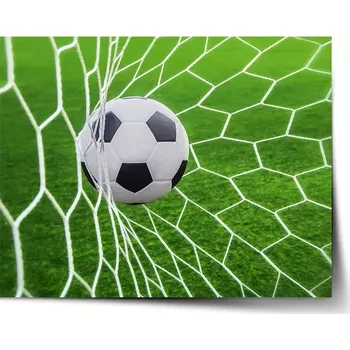Plakát Sablio Plakát Fotbalový míč v bráně - 60x40 cm