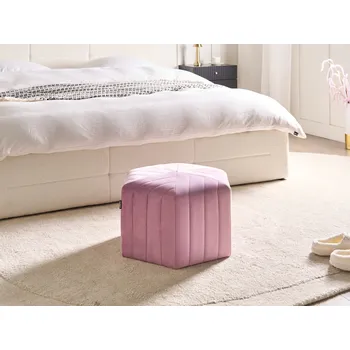Taburet Puf světle fialový sametový taburet 29 x 53 x 48 cm čalouněná šestihranná podnožka glamour styl Beliani