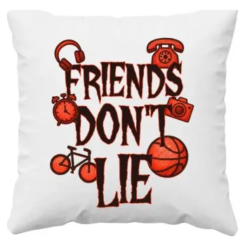 Žertovný předmět Friends don't lie– pro fanoušky seriálu Stranger Things - polštář s potiskem- Tričkový.cz