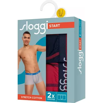 Boxerky Pánské boxerky Start Hipster C2P box - BLUE - DARK COMBINATION - tm.modrá-vínová M008 - SLOGGI BLUE 7