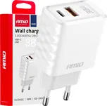 Nabíječka síťová Quick Charger GaN 38W USB-A + USB-C | AMiO