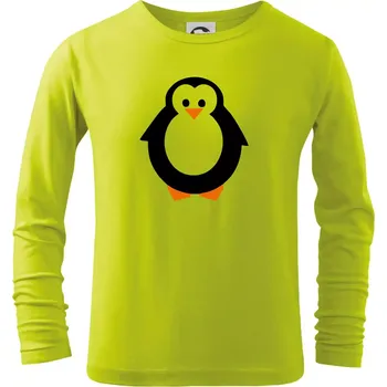 Dětská móda Tučňák obrys - Triko dětské Long Sleeve - 134 cm/8 let ( Limetková )