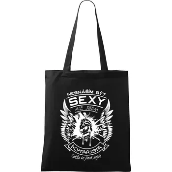 Nákupní taška Nesnáším být sexy - kytarista - Taška bavlněná - 42 x 38 cm ( Černá )