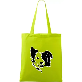 Border kólie obrys hlavy - Taška bavlněná - 42 x 38 cm ( Limetková )