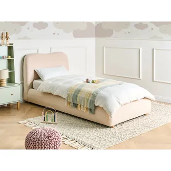 Postel Úložná postel světle béžová buklé čalounění 90 x 200 cm minimalistický moderní design úložný prostor ložnice Beliani