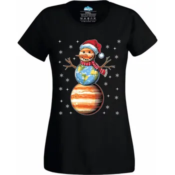 Dámské tričko Dámské tričko Vesmírný Sněhulák (Velikost: L, Barva: Černá)