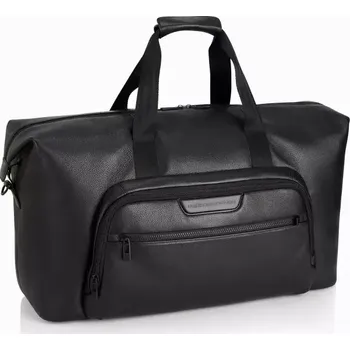 Cestovní taška PORSCHE DESIGN Roadster Leather Weekender Zavazadlo taška velká cestovní s vnitřním organizérem a kapsami na zip černá (Cestovní taška vyrobená z měkké telecí kůže s velkým hlavním prostorem a úchytem na kufr.)
