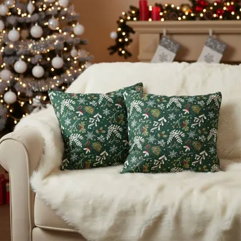 Polštář Návlek na Polštář, Zelené Vánoce, 40 x 40 cm