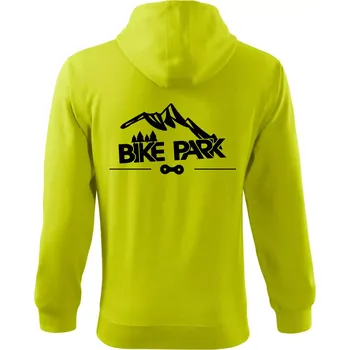Pánská mikina Bike park hory - Mikina s kapucí na zip trendy zipper - XL ( Limetková )